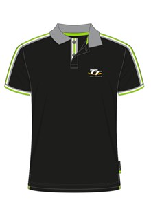 TT Polo Black with Green/White and Grey Edging