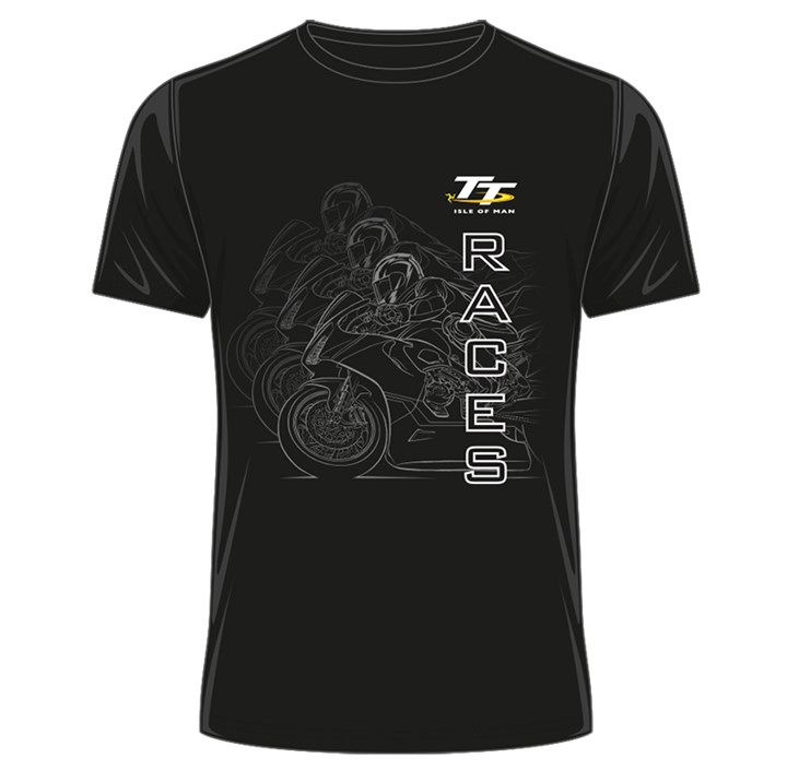 TT Races Mirrored Bike T Shirt Black - click to enlarge