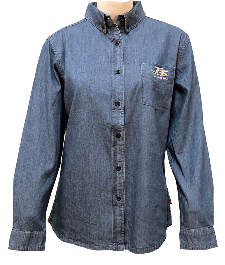 TT Ladies Denim Shirt Blue - click to enlarge