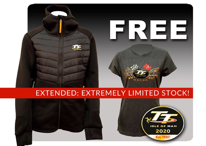 TT Ladies Ribbed Hoodie with Free Gold Bikes T-Shirt and TT Pin - click to enlarge