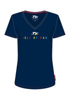 TT Ladies Isle of Man V-Neck T-Shirt Blue
