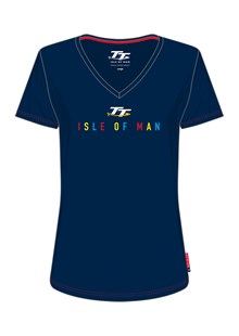 TT Ladies Isle of Man V-Neck T-Shirt Blue
