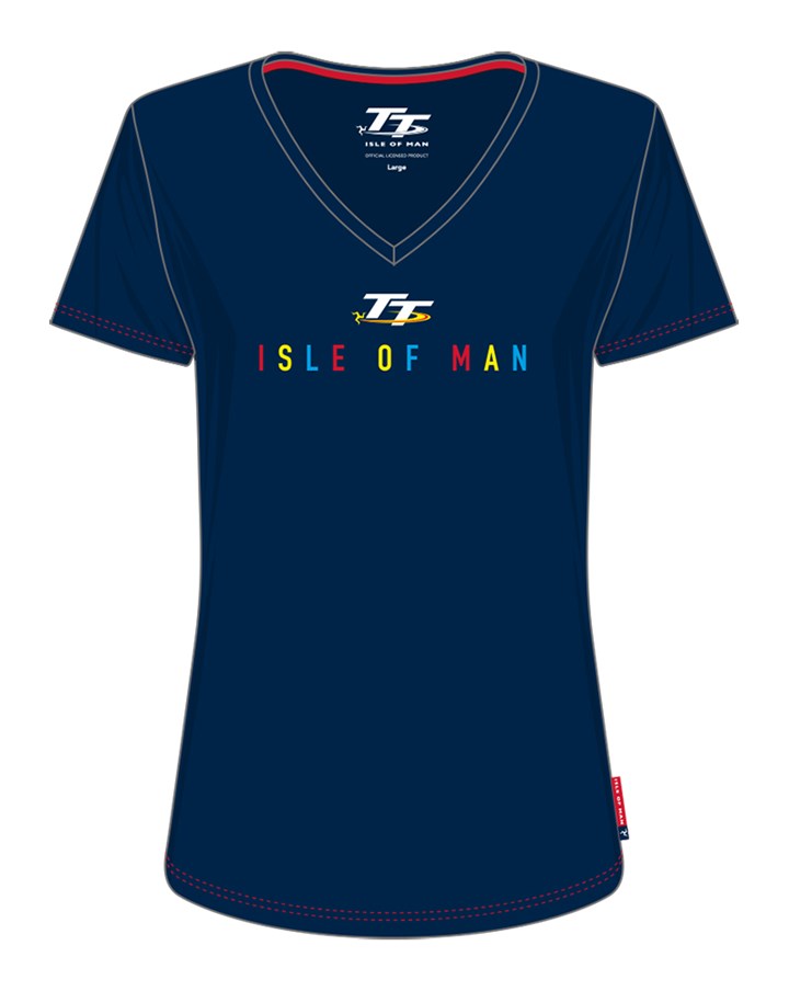 TT Ladies Isle of Man V-Neck T-Shirt Blue - click to enlarge