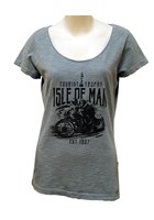 TT Ladies Vintage Bike Scoop Neck T-Shirt Pale Blue
