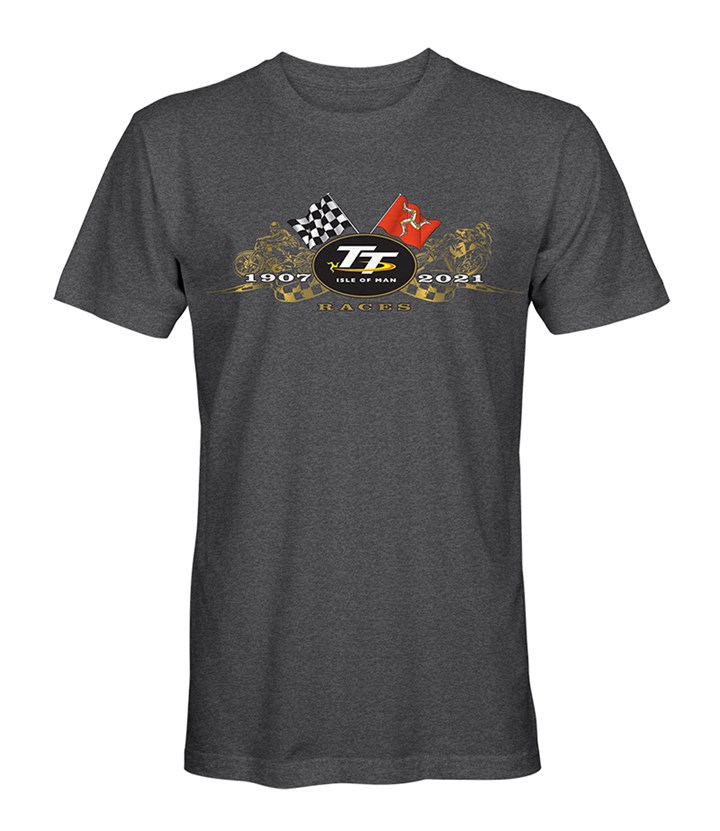 TT 2021 Gold Bikes T-Shirt Dark Heather - click to enlarge