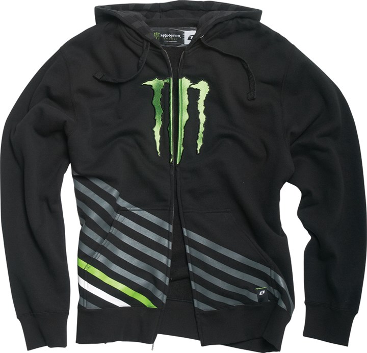 Monster Vertical Zip Hoodie Black - click to enlarge