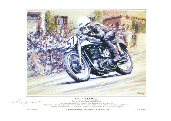 Geoff Duke TT Legend A4 Signed Print