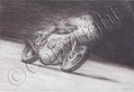 Mick Grant and Slippery Sam 1974 Etching