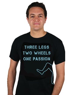 Three Legs Two Wheels One Passion T-Shirt Black/Blue