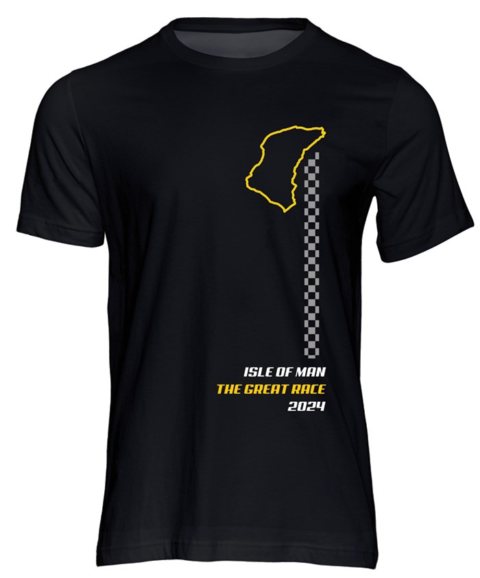 IoM Great Race 2024 TShirt, Black Duke Video