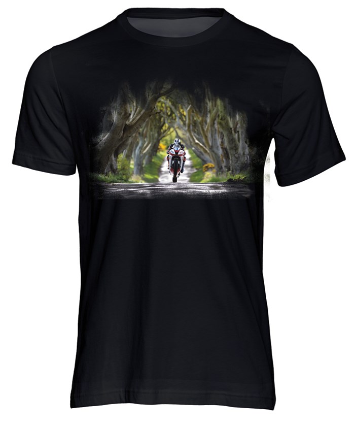 Michael Dunlop Dark Hedges T-Shirt, Black - click to enlarge