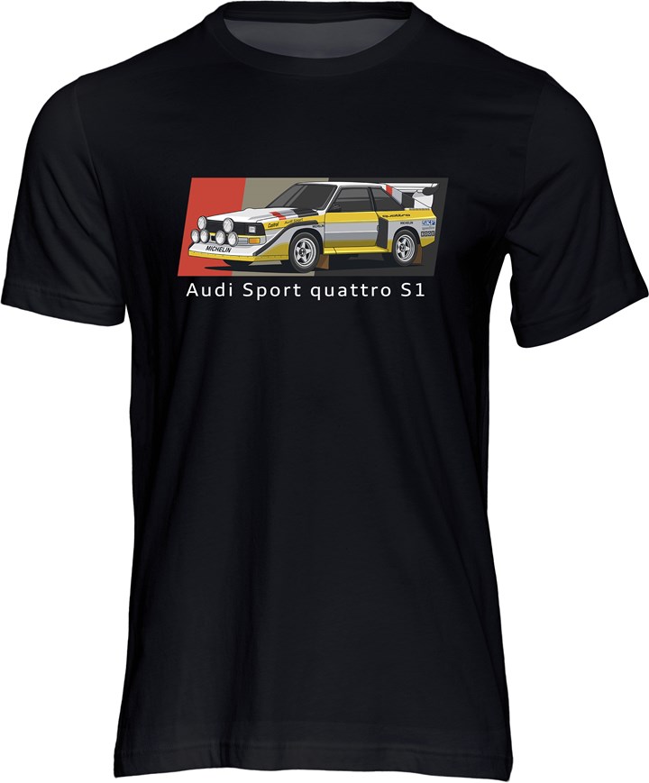 Group B Monster - Audi Quattro S1 T-shirt, Black - click to enlarge