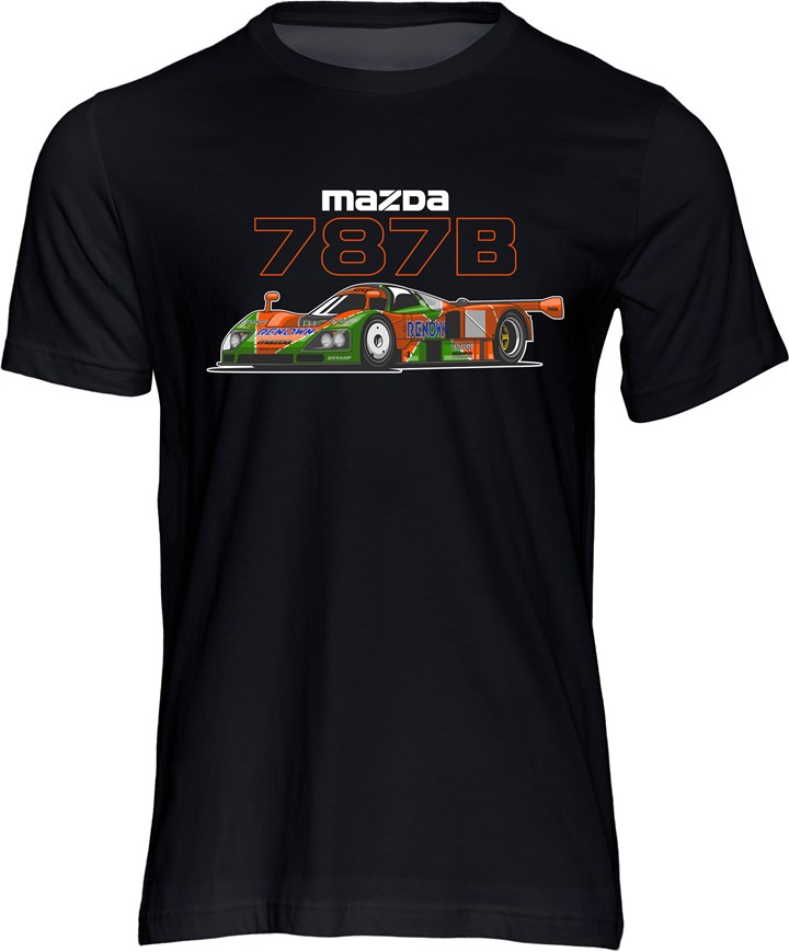 Mazda 787B Group C Car T-shirt Black - click to enlarge