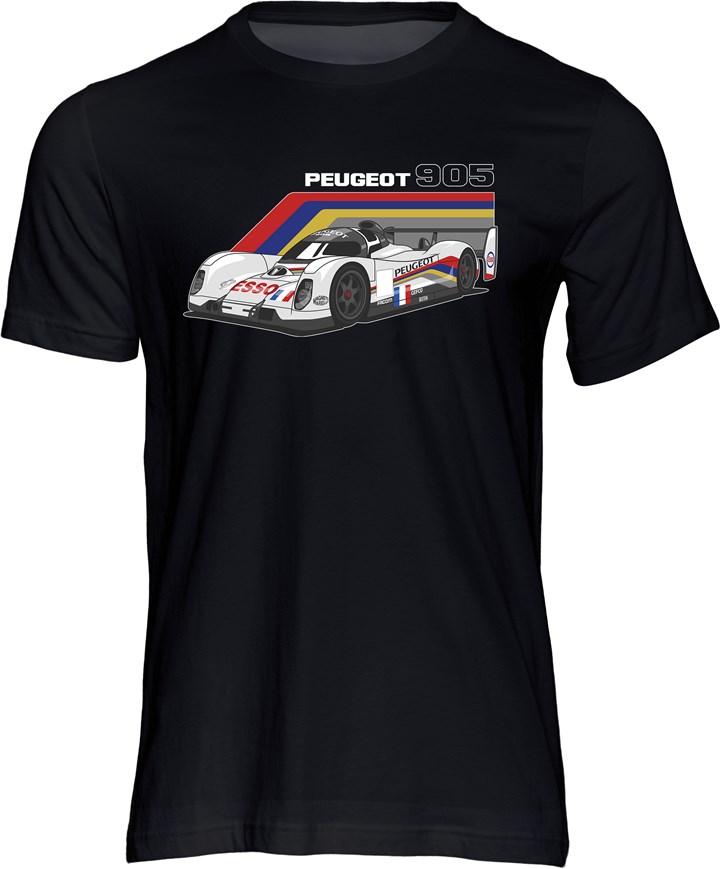 Peugeot 905 Group C Car T-shirt Black - click to enlarge