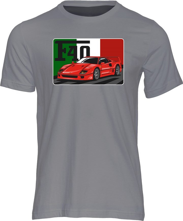 Dream Car Ferrari F40 T-shirt Charcoal - click to enlarge