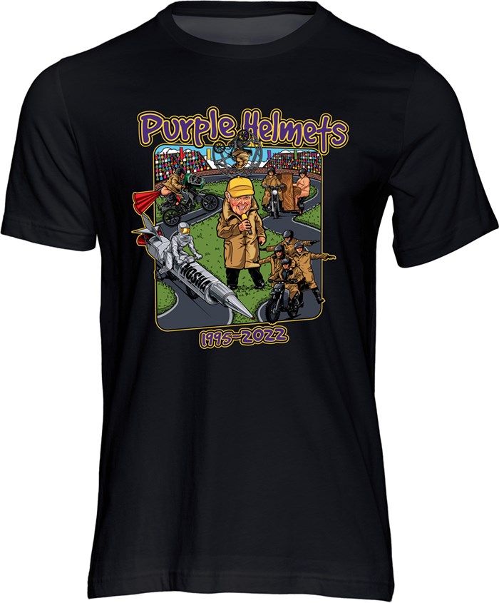 Purple Helmets T-shirt Black - click to enlarge