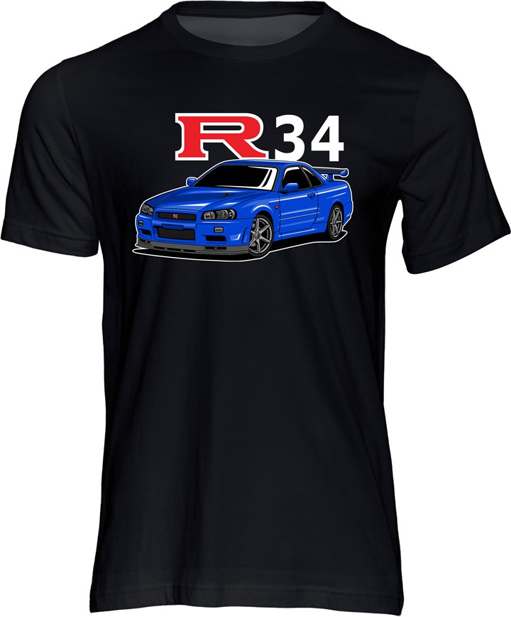 Dream Car Nissan Skyline R34 GTR T-shirt Black - click to enlarge