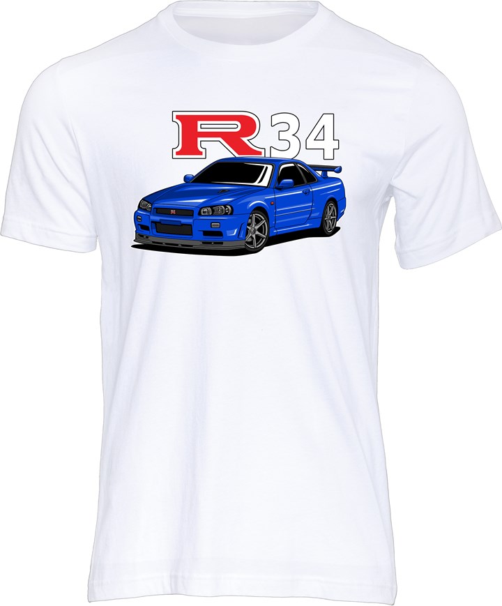 Dream Car Nissan Skyline R34 GTR T-shirt White - click to enlarge