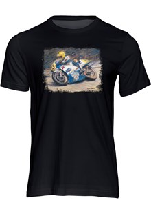Joey Dunlop Art Print 90th Anniversary T-shirt Black