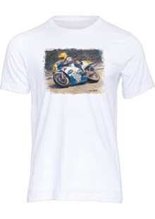 Joey Dunlop Art Print 90th Anniversary T-shirt White