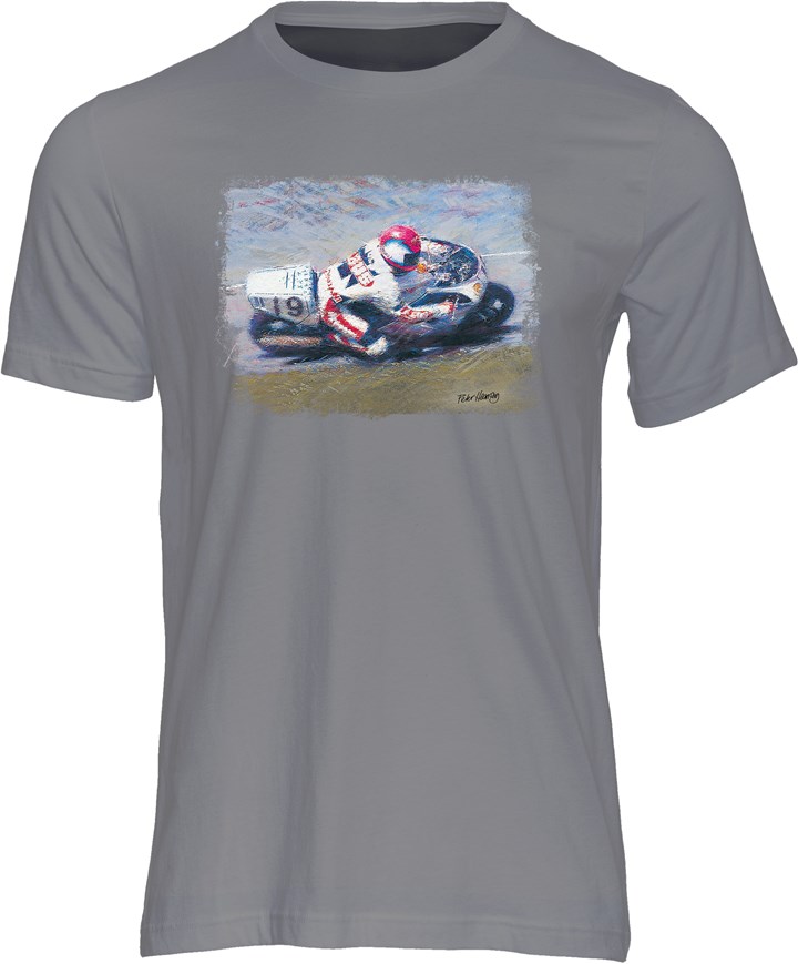 Steve Hislop Art Print T-shirt Charcoal - click to enlarge