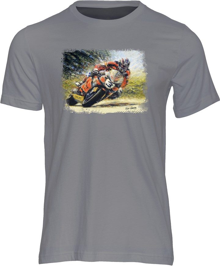 John McGuinness Art Print T-shirt Charcoal - click to enlarge