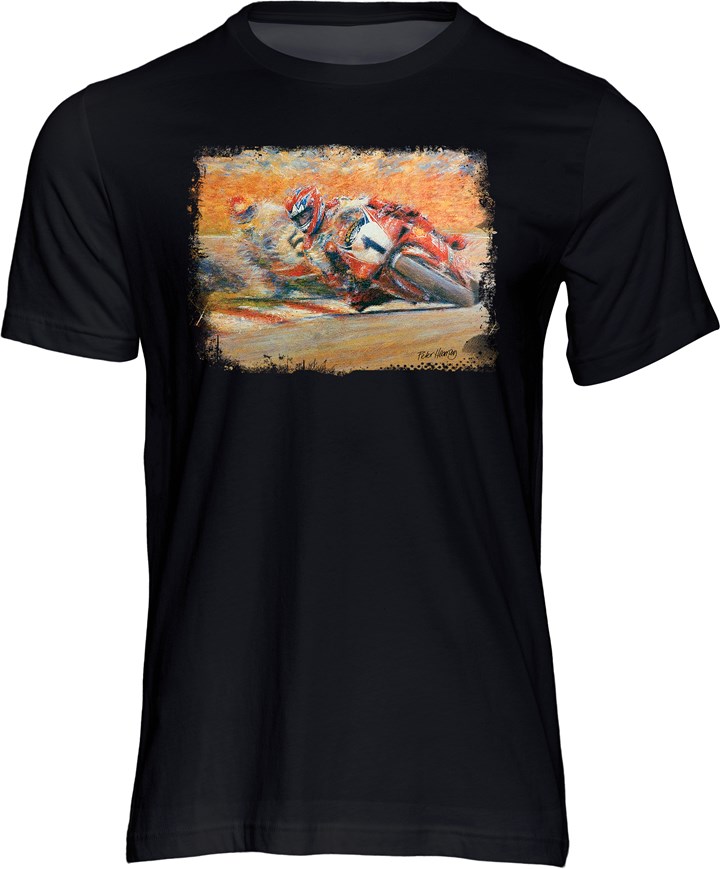 Carl Fogarty Motorcycle Art Print T-shirt Black - click to enlarge