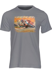 Carl Fogarty Motorcycle Art Print T-shirt Charcoal