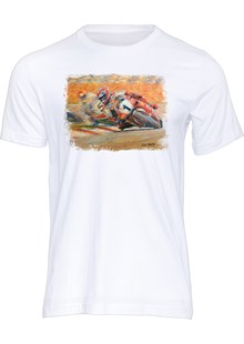 Carl Fogarty Motorcycle Art Print T-shirt White