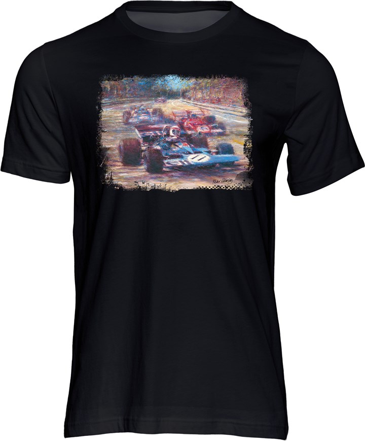 Jackie Stewart Art Print T-shirt Black - click to enlarge