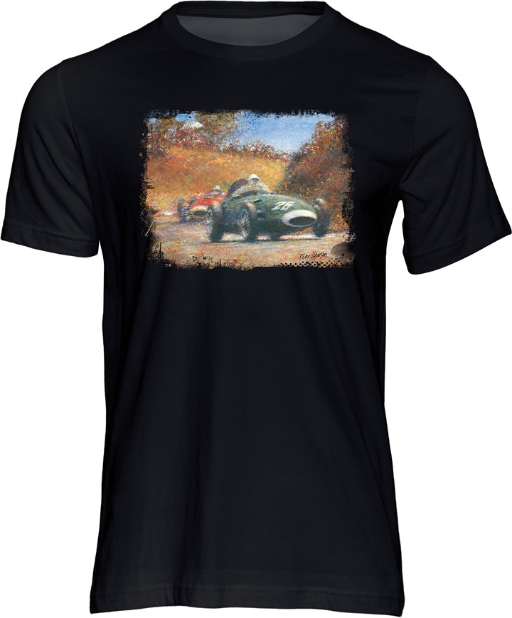 Stirling Moss Art Print T-shirt Black - click to enlarge