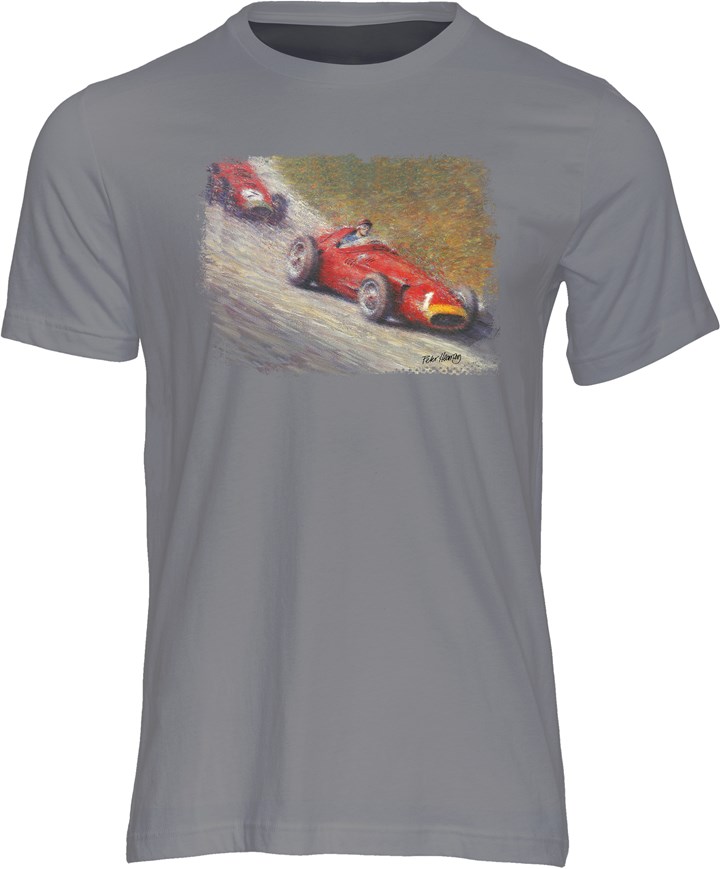 Juan Manuel Fangio Art Print T-shirt Charcoal - click to enlarge