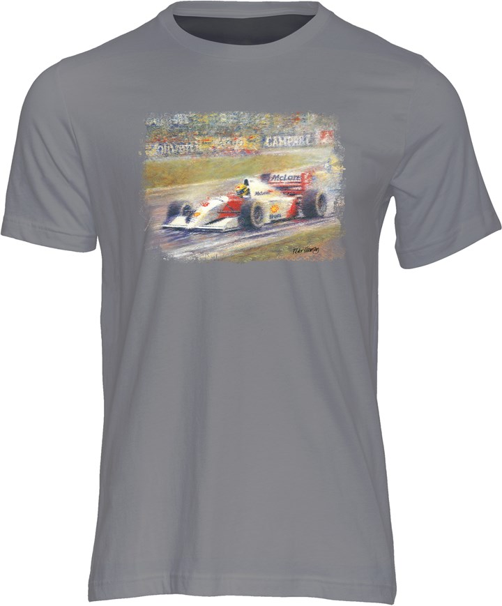 Ayrton Senna Art Print T-shirt Charcoal - click to enlarge