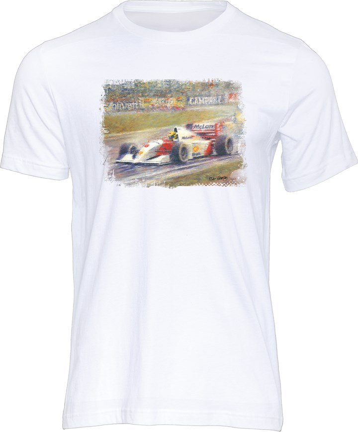 Ayrton Senna Art Print T-shirt White - click to enlarge