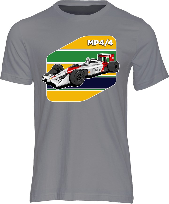 Ayrton Senna McLaren MP4/4 T-shirt Charcoal - click to enlarge