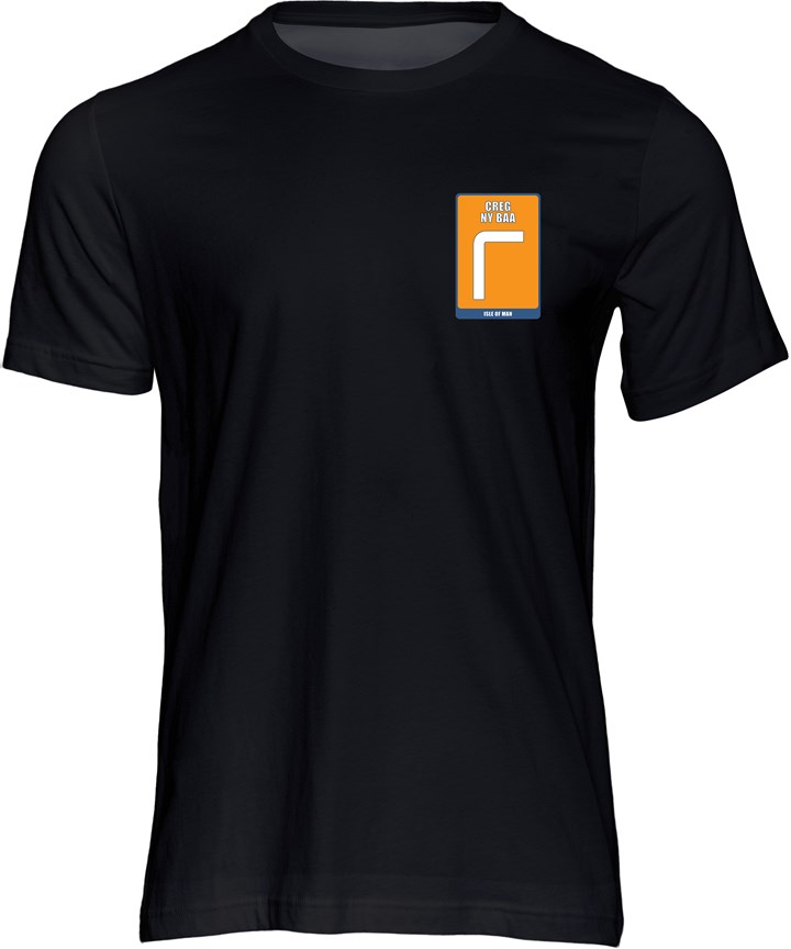 Mountain Course Corner Sign Creg ny Baa T-Shirt Black - click to enlarge