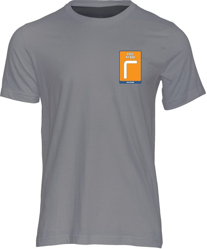 Mountain Course Corner Sign Creg ny Baa T-Shirt Charcoal - click to enlarge
