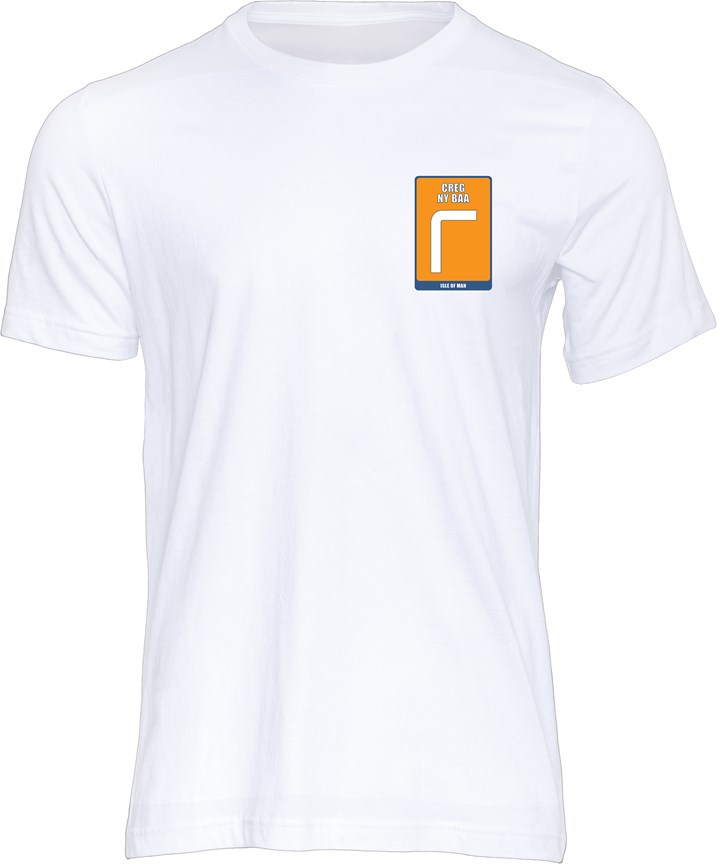 Mountain Course Corner Sign Creg ny Baa T-Shirt White - click to enlarge