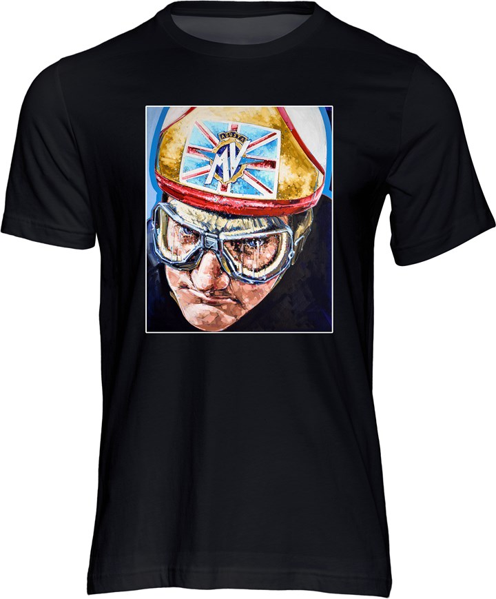 Mike Hailwood MV Agusta Art Print T-shirt Black - click to enlarge