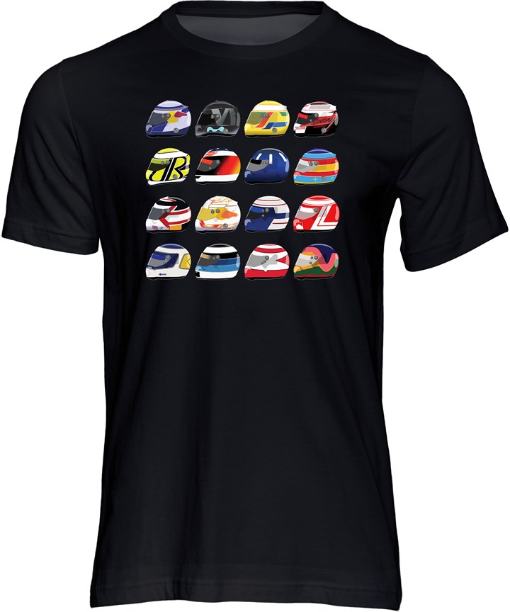 F1 Modern Helmets T-shirt Black - click to enlarge
