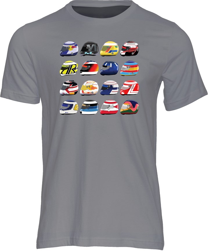 F1 Modern Helmets T-shirt Charcoal - click to enlarge