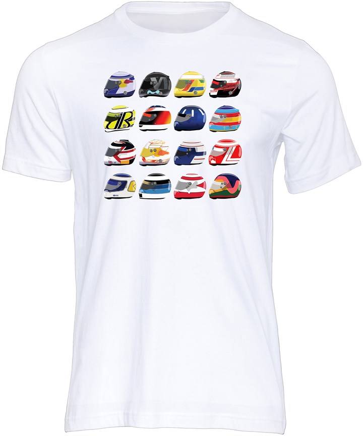 F1 Modern Helmets T-shirt White - click to enlarge