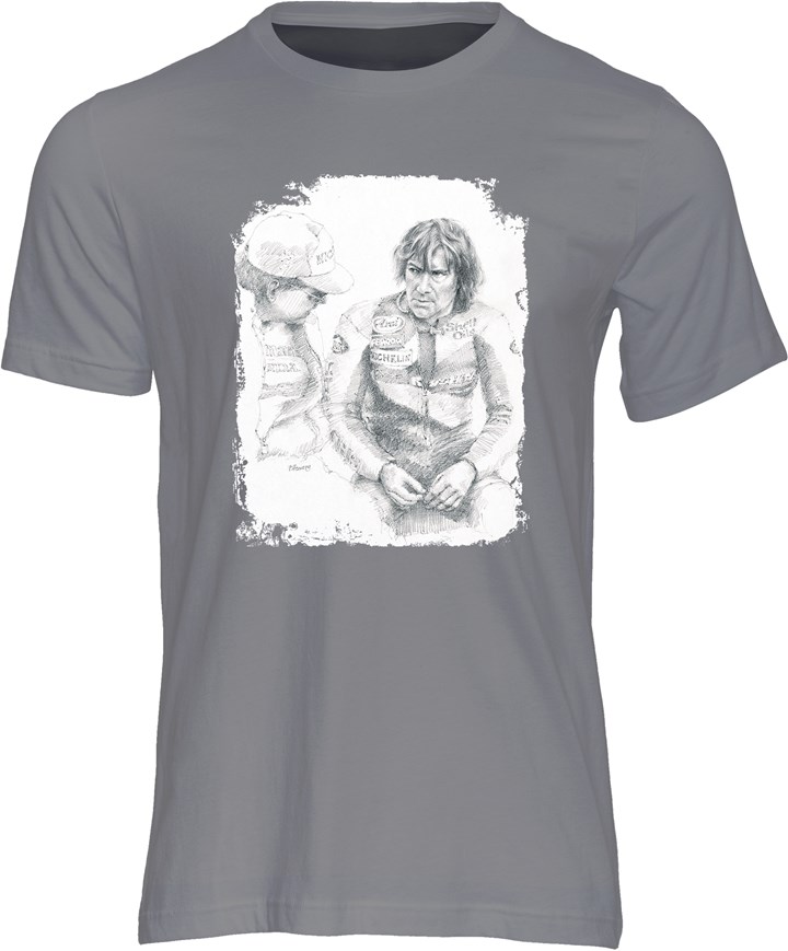 Joey Dunlop Paddock Talk T-shirt Charcoal - click to enlarge