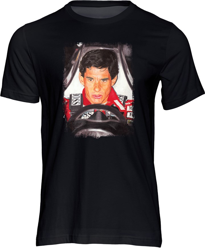 Ayrton Senna F1 Legend Art Print T-shirt Black - click to enlarge