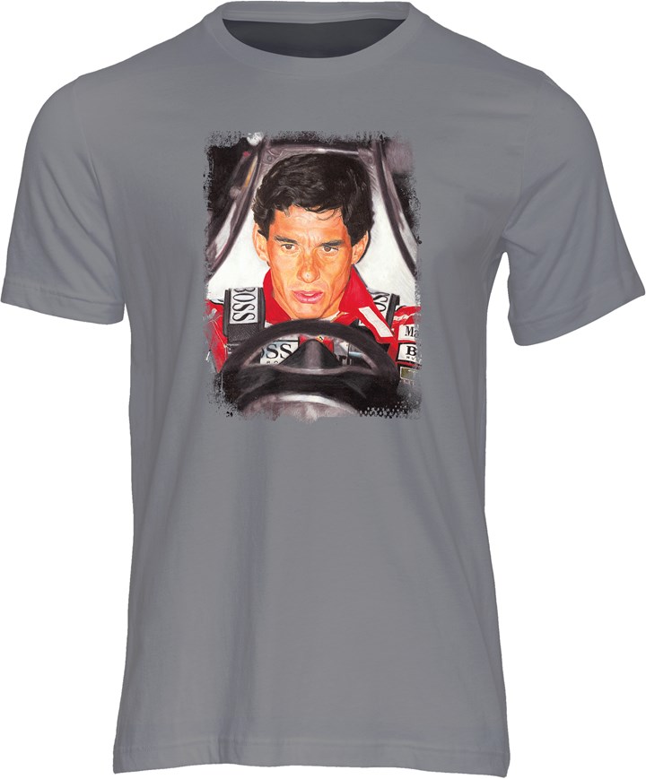 Ayrton Senna F1 Legend Art Print T-shirt Charcoal - click to enlarge