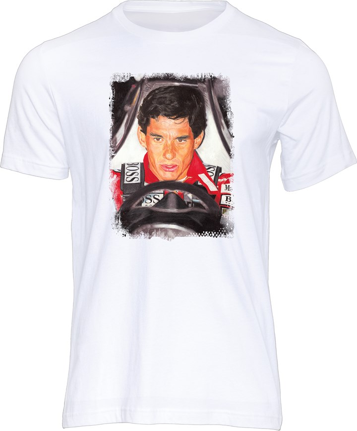 Ayrton Senna F1 Legend Art Print T-shirt White - click to enlarge