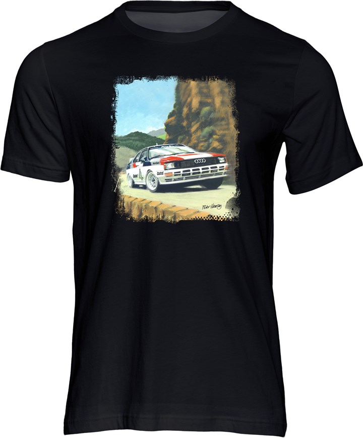 Audi Quattro A2 Rally Car Art Print T-shirt Black - click to enlarge
