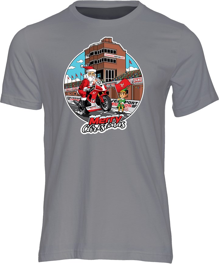 IOM Road Racing Christmas T-shirt Charcoal - click to enlarge