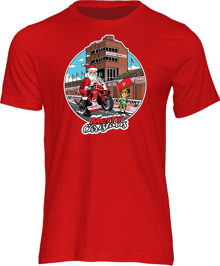 IOM Road Racing Christmas T-shirt Red - click to enlarge