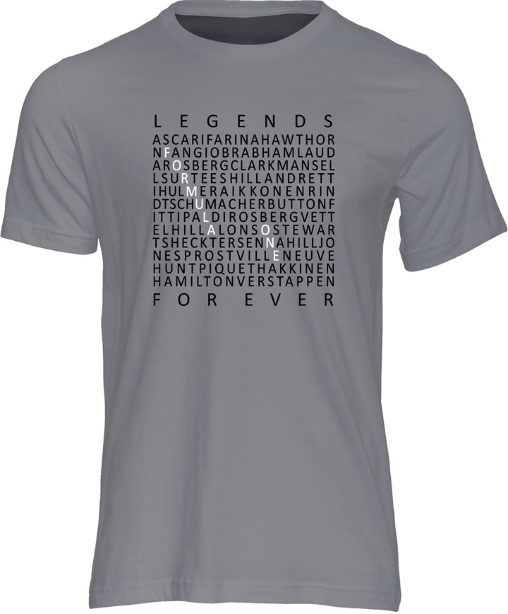 F1 Legends Forever T-shirt Charcoal - click to enlarge